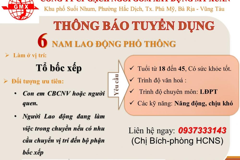 TUYỂN DỤNG LAO ĐỘNG BỐC XẾP T04.2024