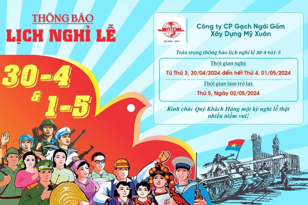 THÔNG BÁO LỊCH NGHỈ LỄ 30.04 - 01.05.2024